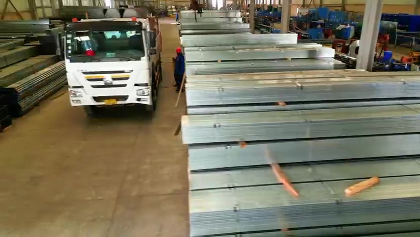 Finished steel profiles in the yard